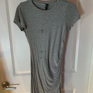 Grey ruched mini t-shirt jersey dress, size S